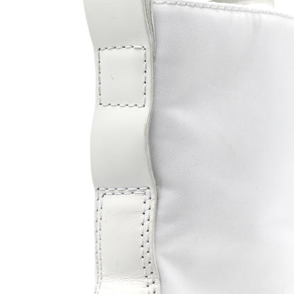 Prada Spazzolato Rois Re-Nylon Metal Triangle Logo Monolith Pouch Pocket 55mm Boots 40.5 White 13 of 15