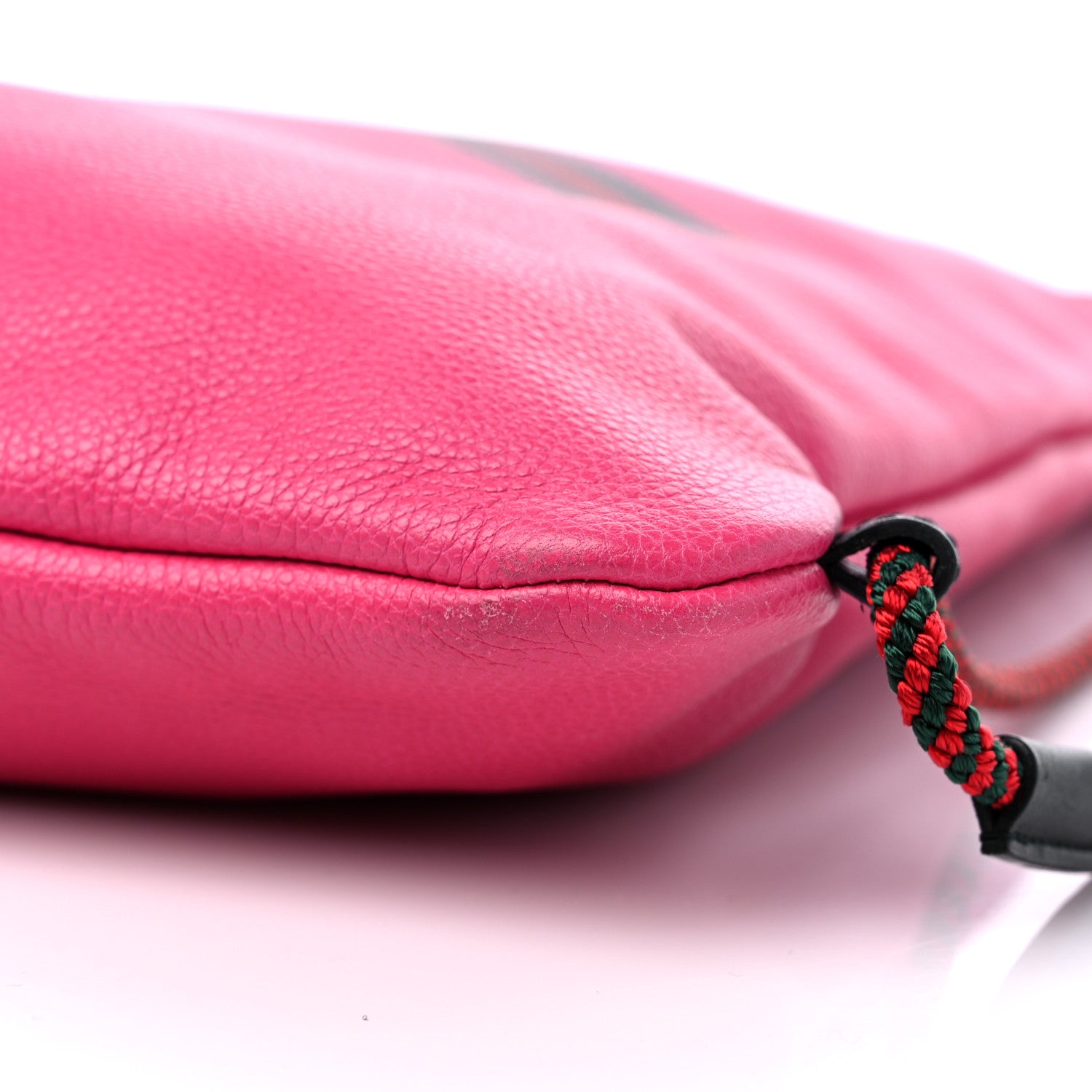 Gucci Grained Calfskin Logo Drawstring Backpack Box Pink Green Black 10 of 12