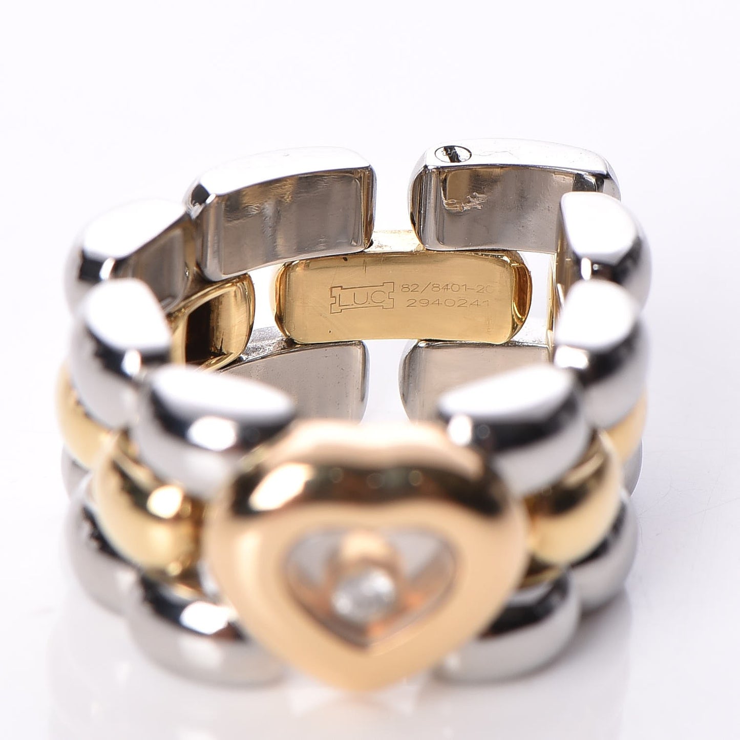 18K Yellow Gold Stainless Steel Happy Diamonds Heart Ring 5.25