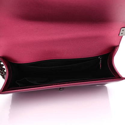Chanel Metallic Patent Quilted New Medium Boy Flap Fuchsia 4 of 9
