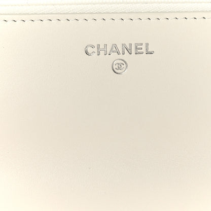 Chanel Shiny Crumpled Calfskin Strass Quilted Top Handle Clutch With Chain White 6 of 11