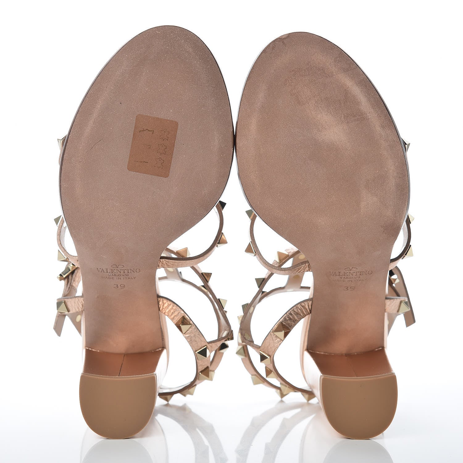 Valentino Garavani Metallic Pebbled Calfskin Rockstud 90mm City Sandals 39 Rame 7 of 14