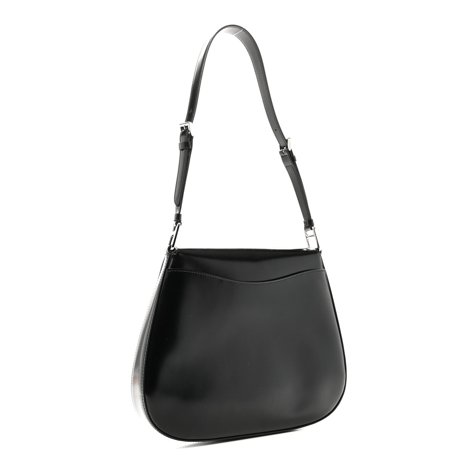 Prada Spazzolato Cleo Flap Shoulder Bag Black 3 of 10