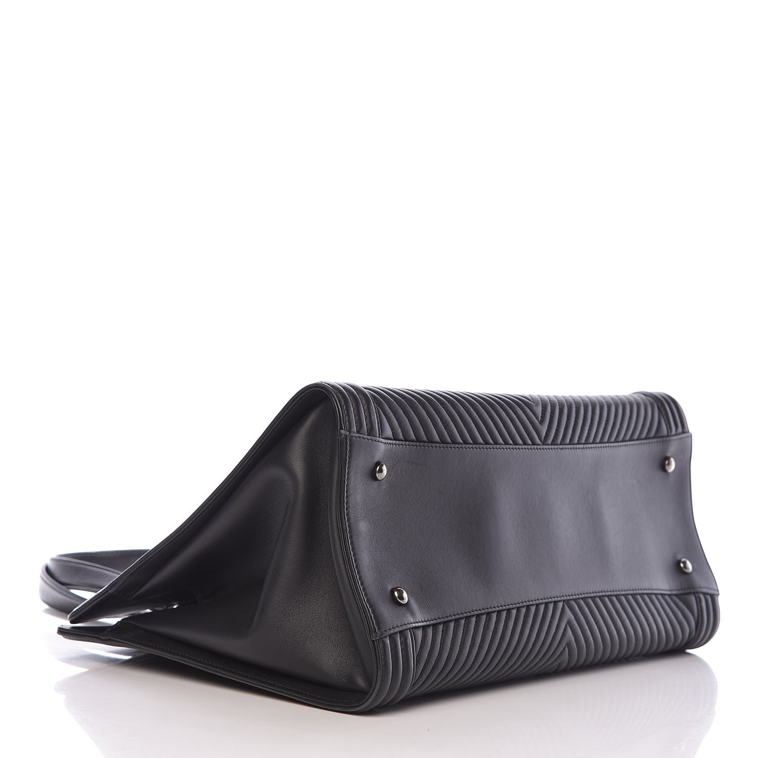 Chanel Calfskin Chevron Quilted Boy Shopping Tote Black 4 of 14