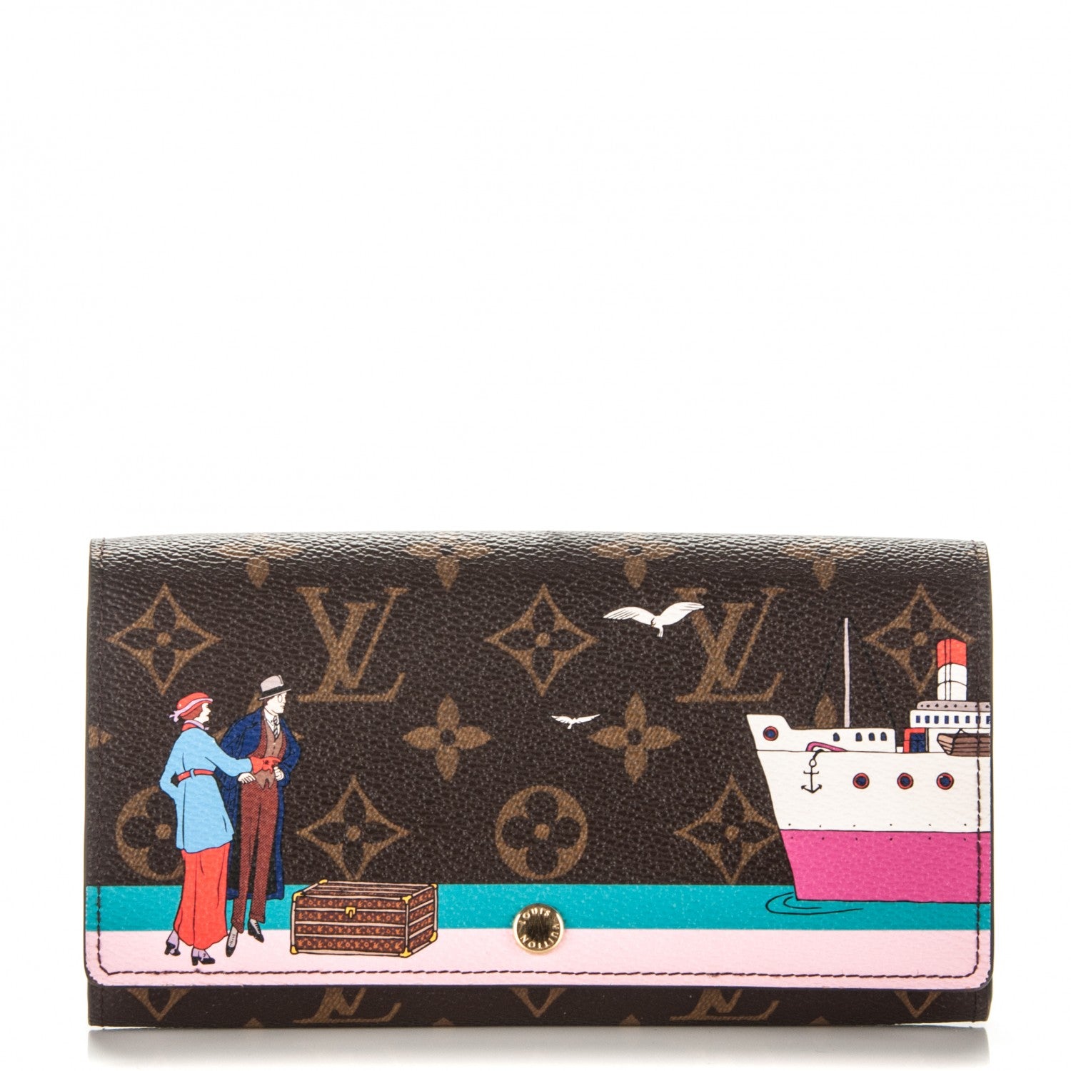 Louis Vuitton Monogram 2016 Christmas Animation Sarah Wallet Rose Ballerine 1 of 7
