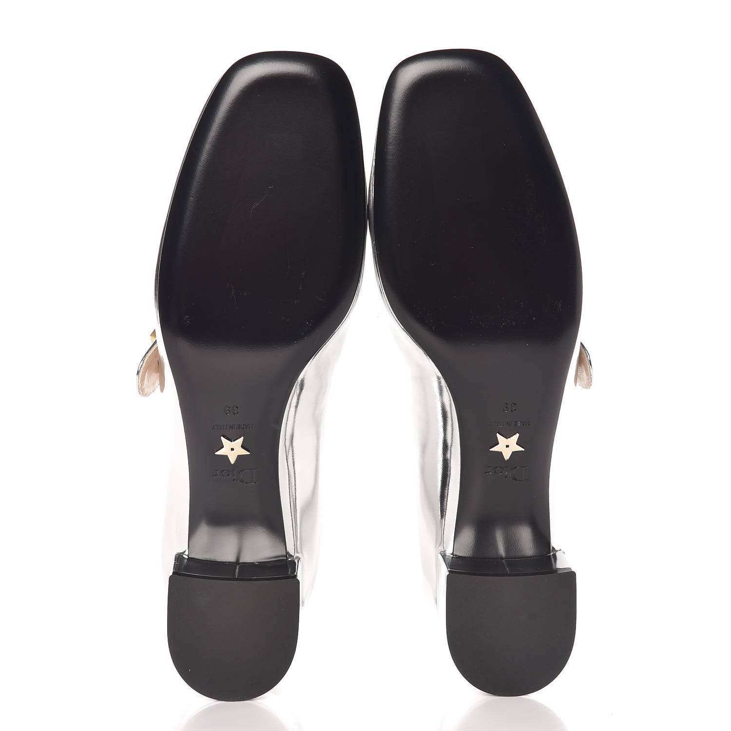 Christian Dior Mirror Finish Calfskin Baby-D Ballet Pumps 39 Silver 5 of 7