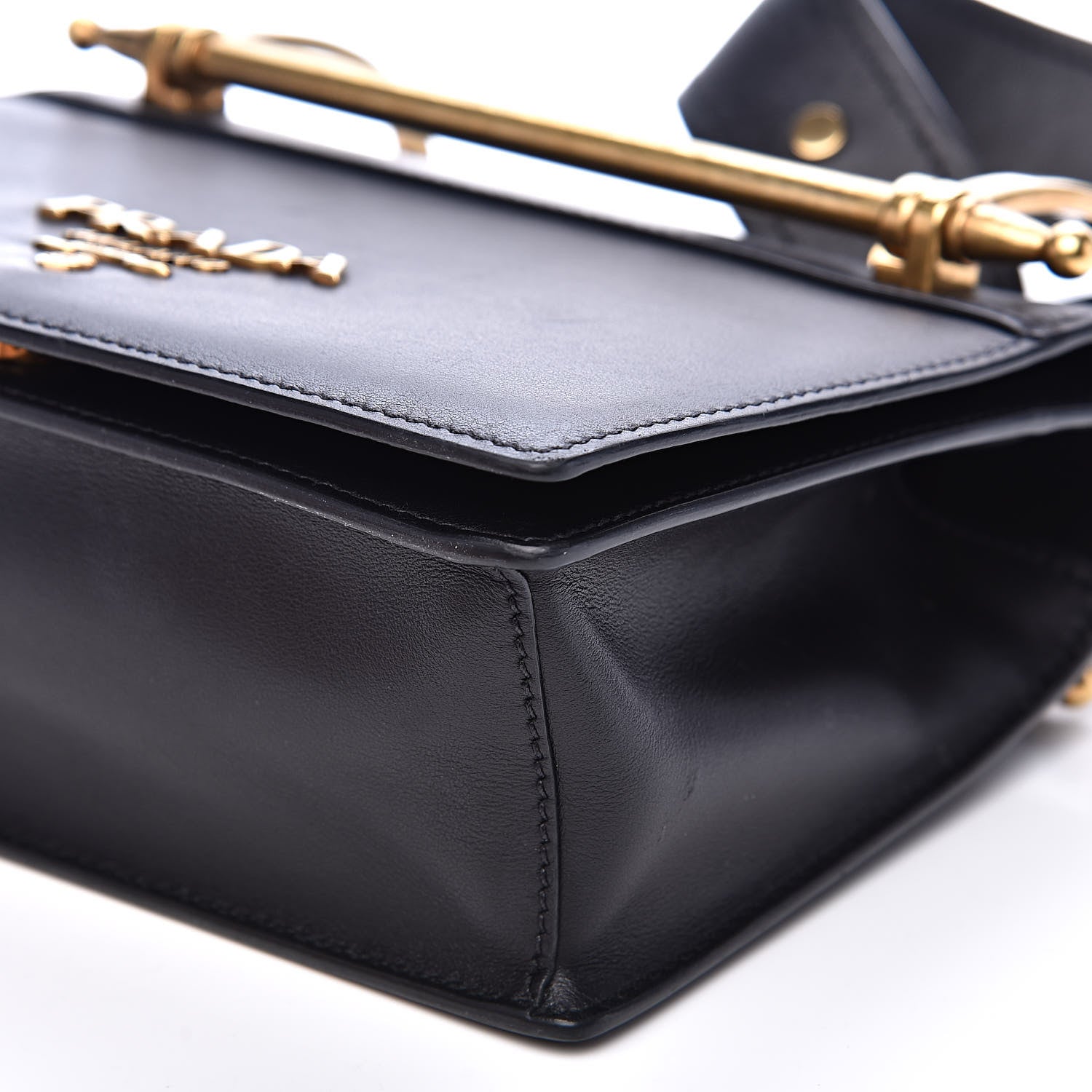 Prada Vitello Antic Soft Pattina Shoulder Bag Black 8 of 14