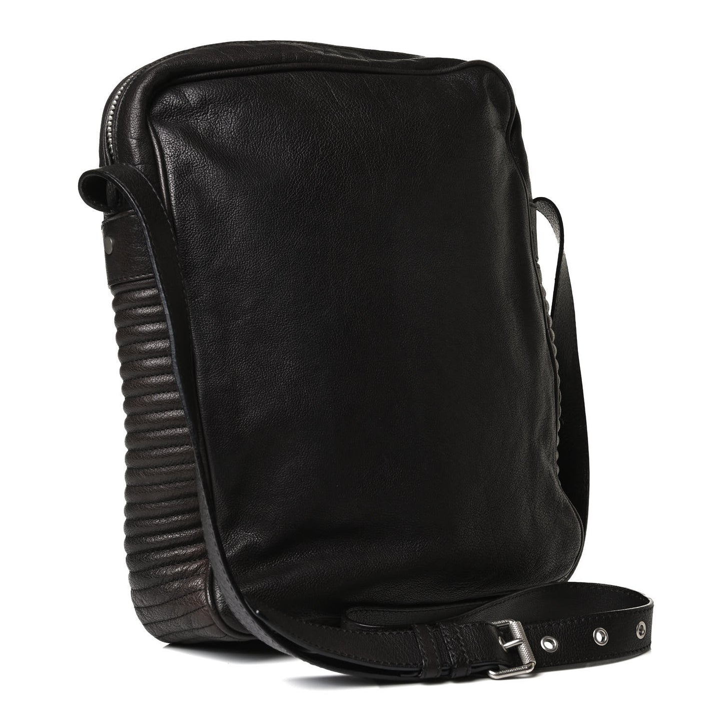Grained Calfskin Crossbody Bag Black Brown