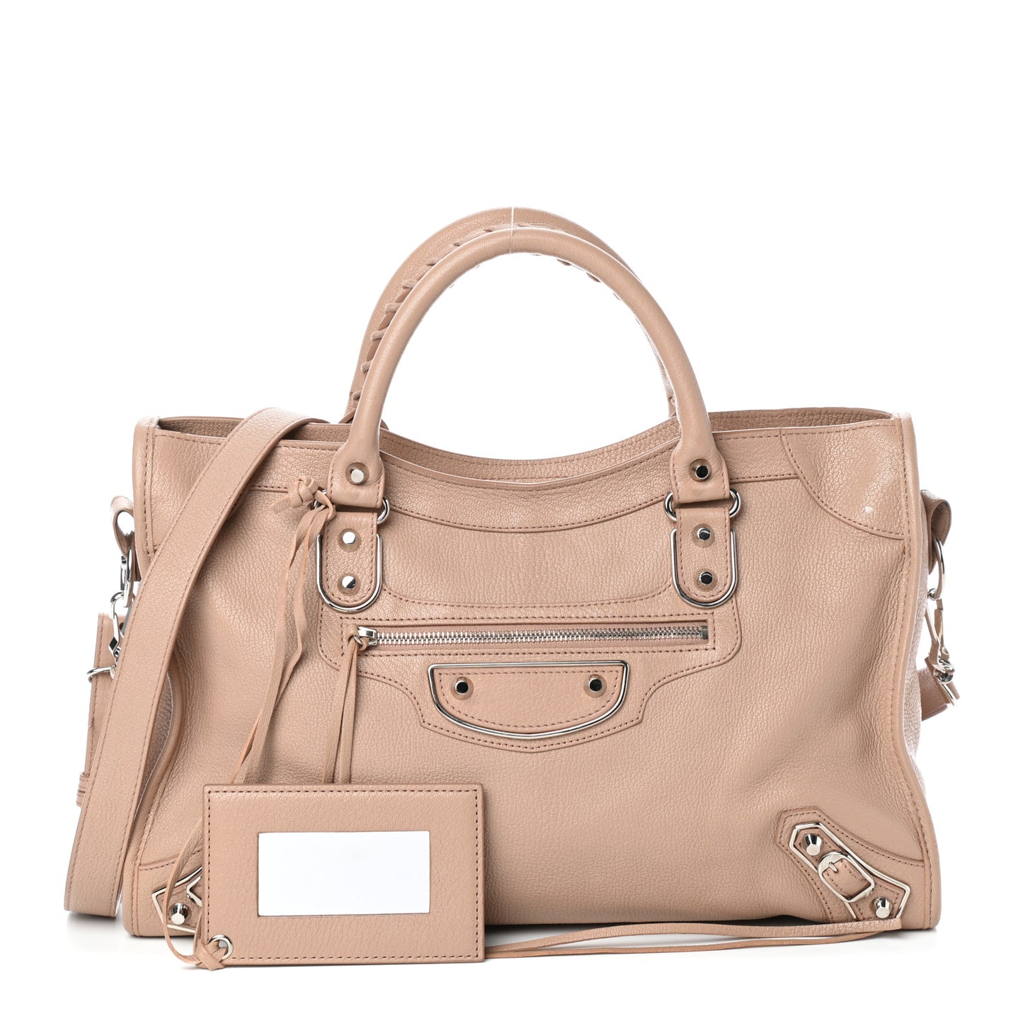 Shiny Goatskin Silver Metallic Edge Hardware City Rose Des Sables