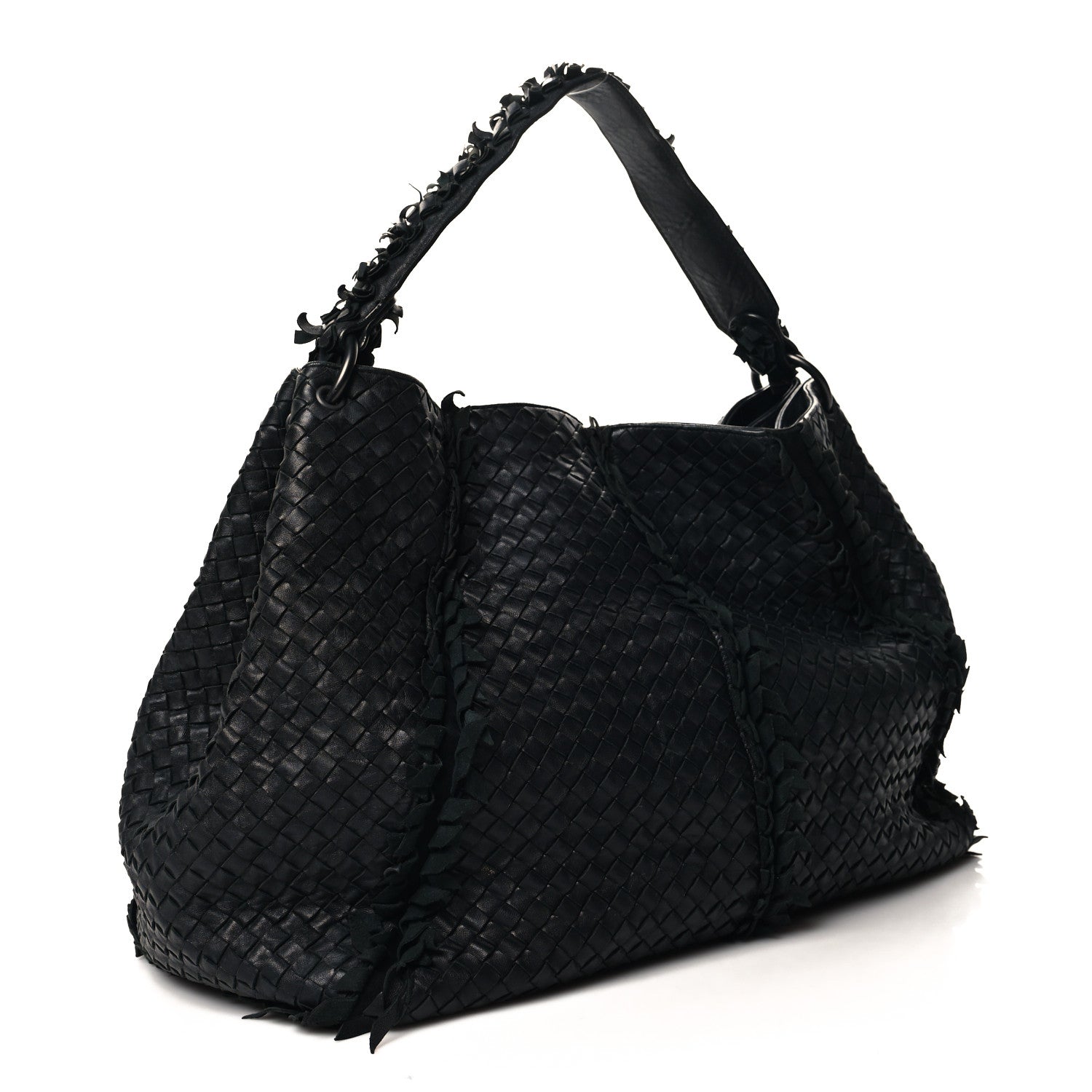 Bottega Veneta Nappa Intrecciato Large Franges Shoulder Bag Black 3 of 11