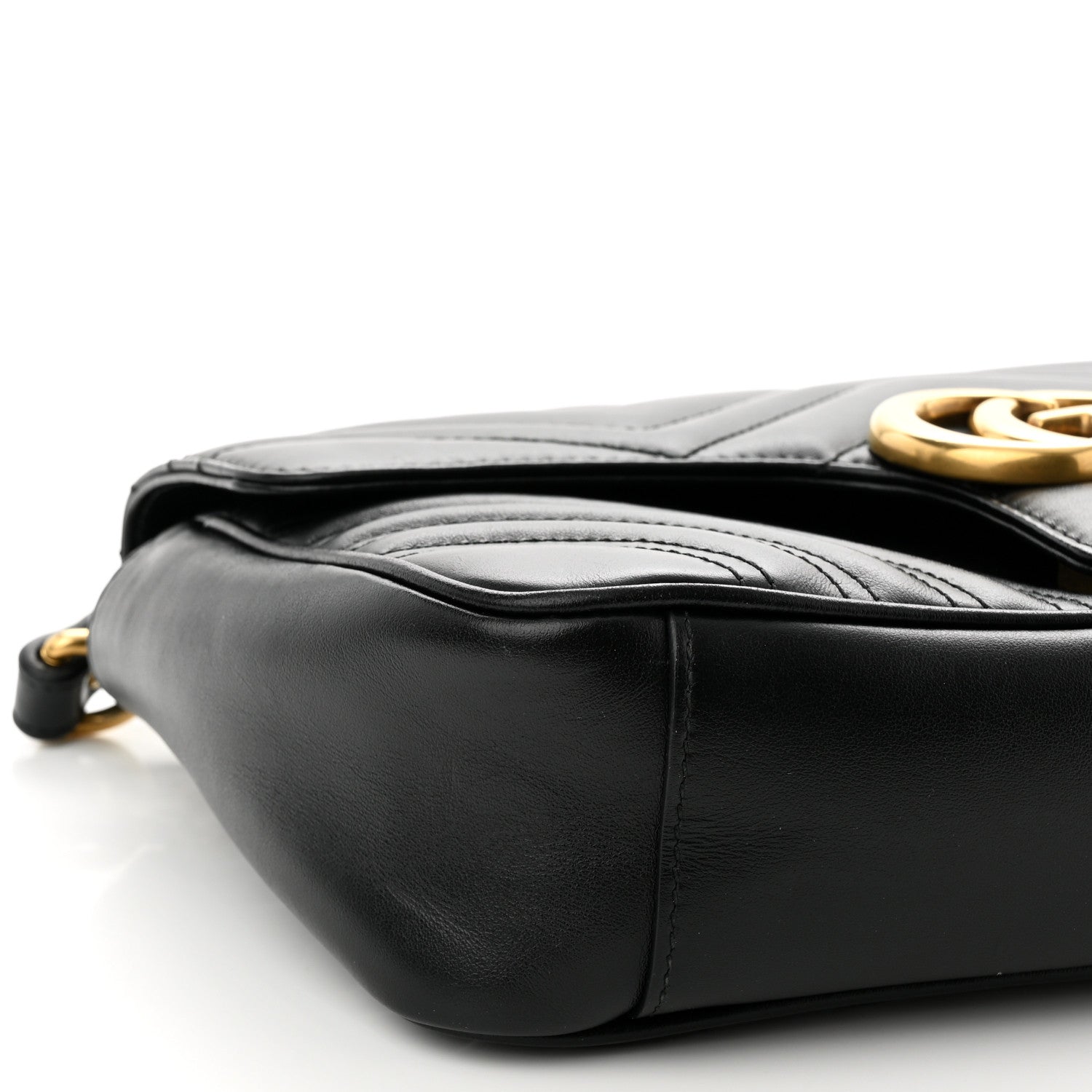 Gucci Calfskin Matelasse Small GG Marmont Shoulder Bag Black 9 of 10