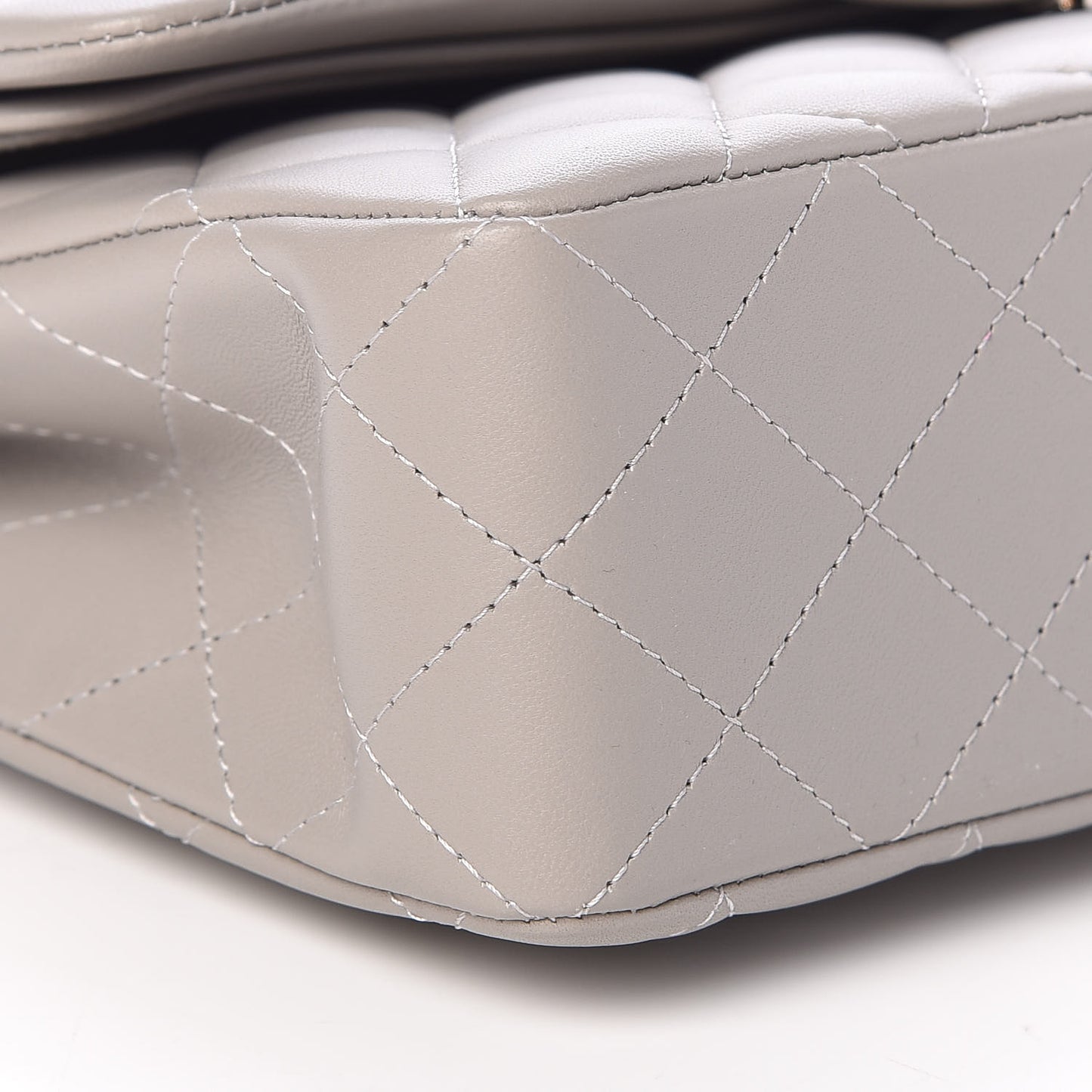 Lambskin Quilted Small Double Flap Grey