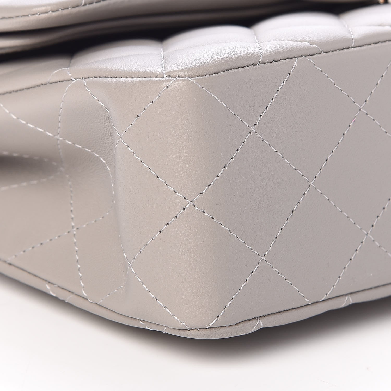 Chanel Lambskin Quilted Small Double Flap Grey 8 of 10