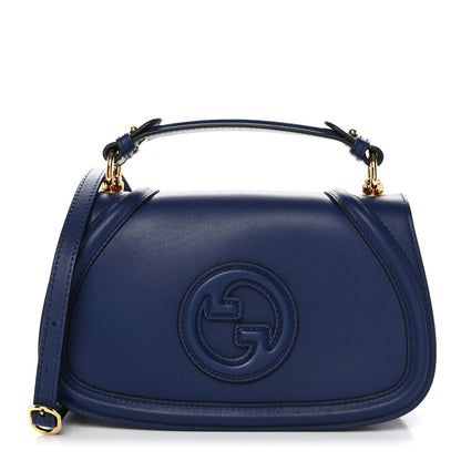 Gucci Roxy Calfskin Medium Blondie Top Handle Bag Blue Agata 1 of 11