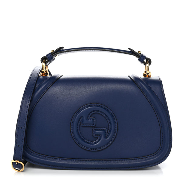 Gucci Roxy Calfskin Medium Blondie Top Handle Bag Blue Agata