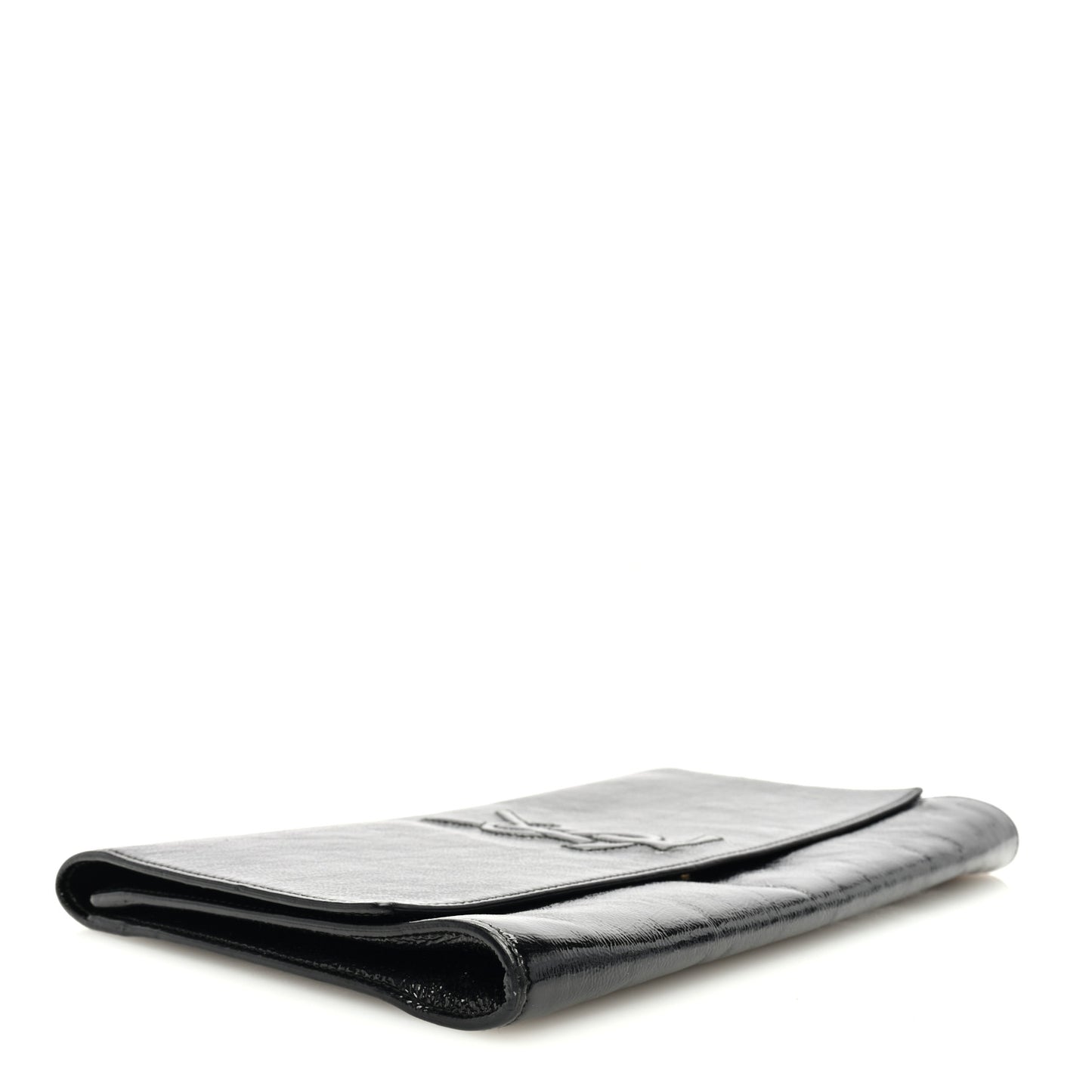 Textured Patent Monogram Large Belle De Jour Clutch Black