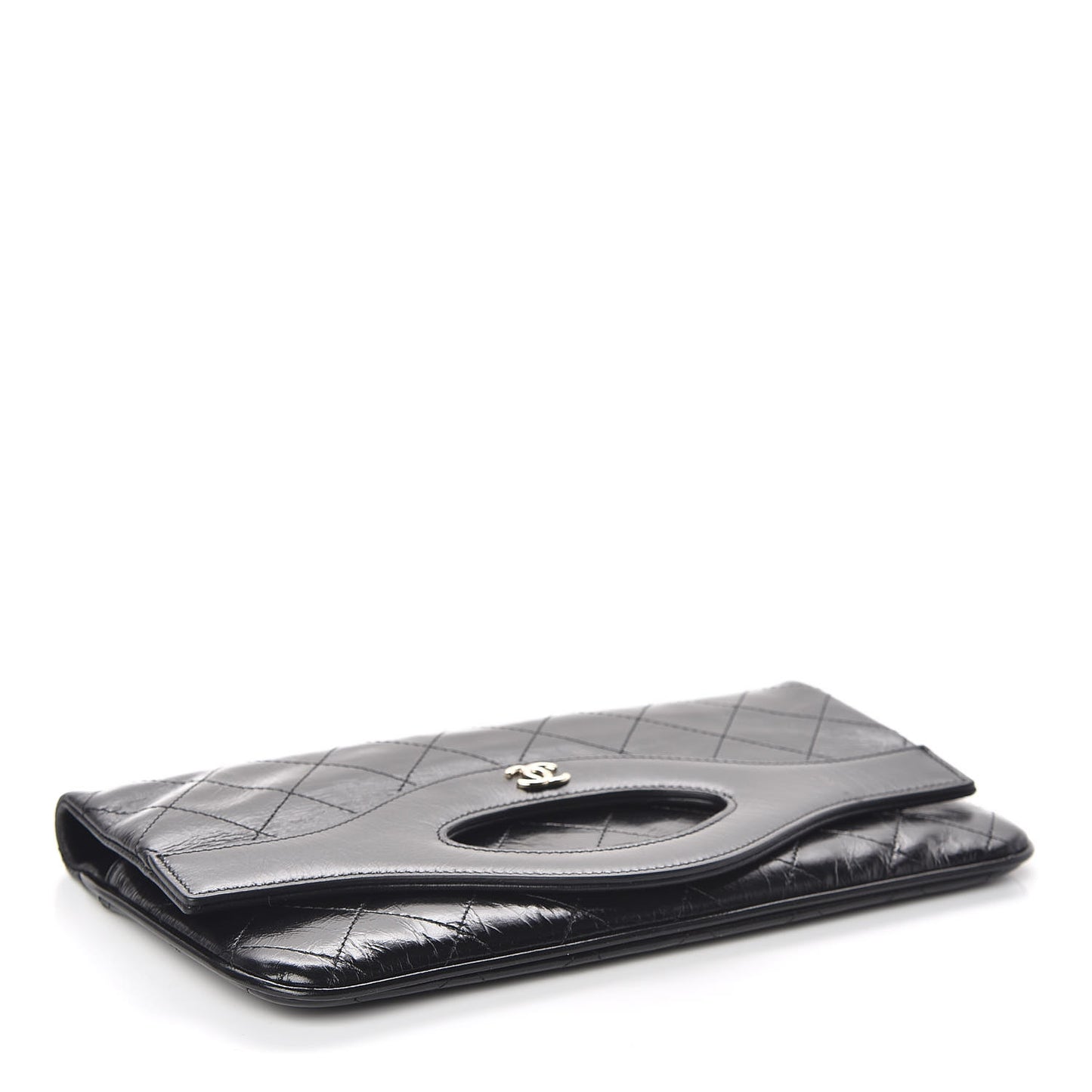 Shiny Crumpled Calfskin Small 31 Pouch Black