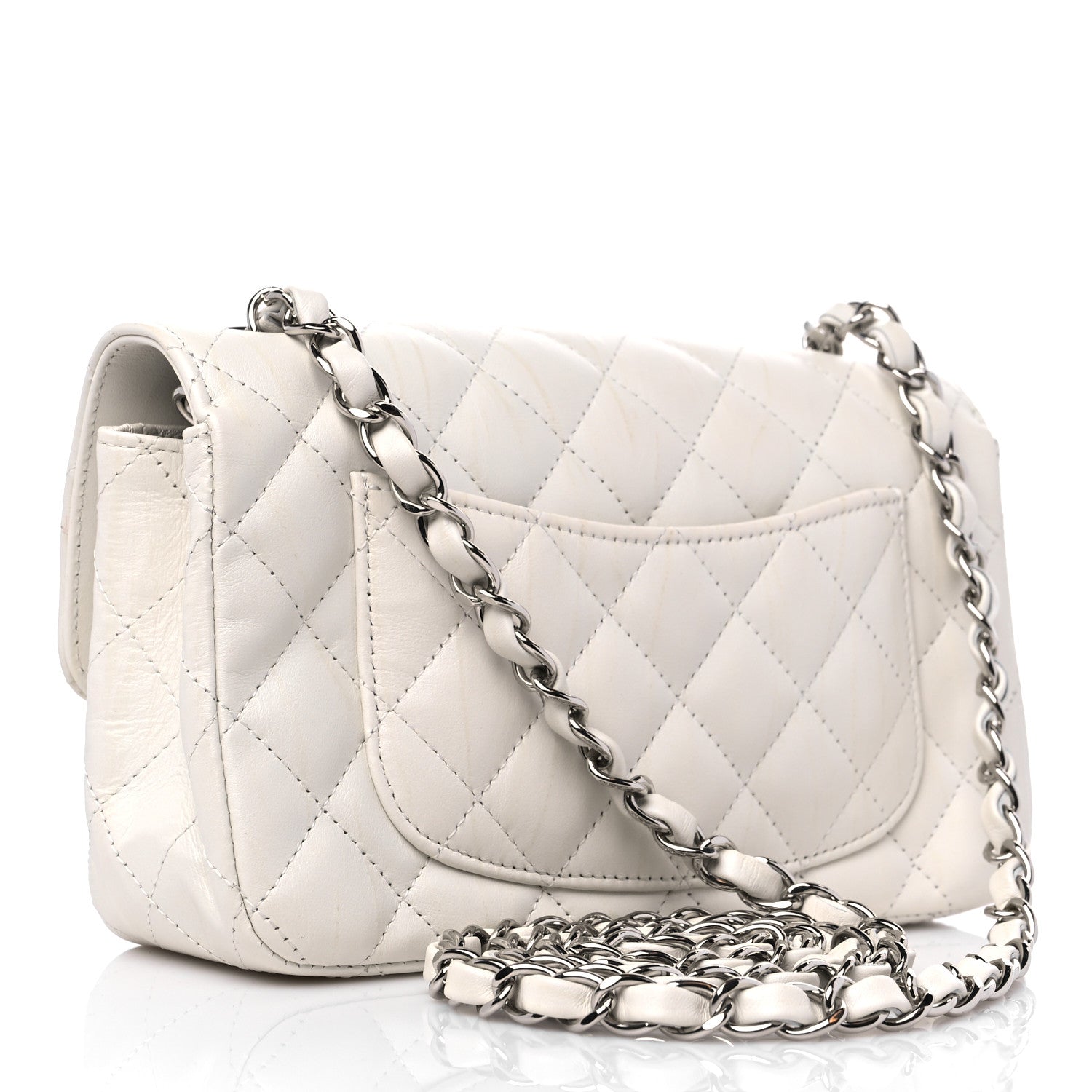 Chanel Calfskin Quilted Mini Rectangular Flap White 3 of 13