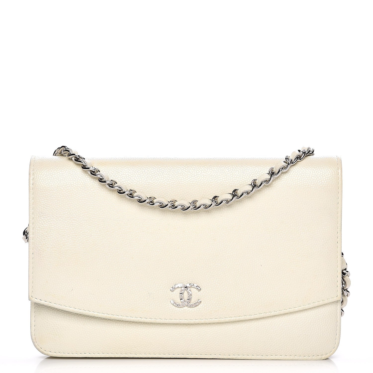 Chanel Caviar Sevruga Wallet On Chain WOC White 1 of 7