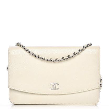 Chanel Caviar Sevruga Wallet On Chain WOC White 1 of 7