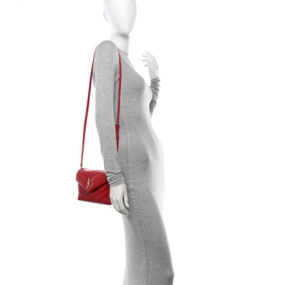 Saint Laurent Calfskin Y Quilted Monogram Toy Loulou Crossbody Bag Rouge 2 of 13
