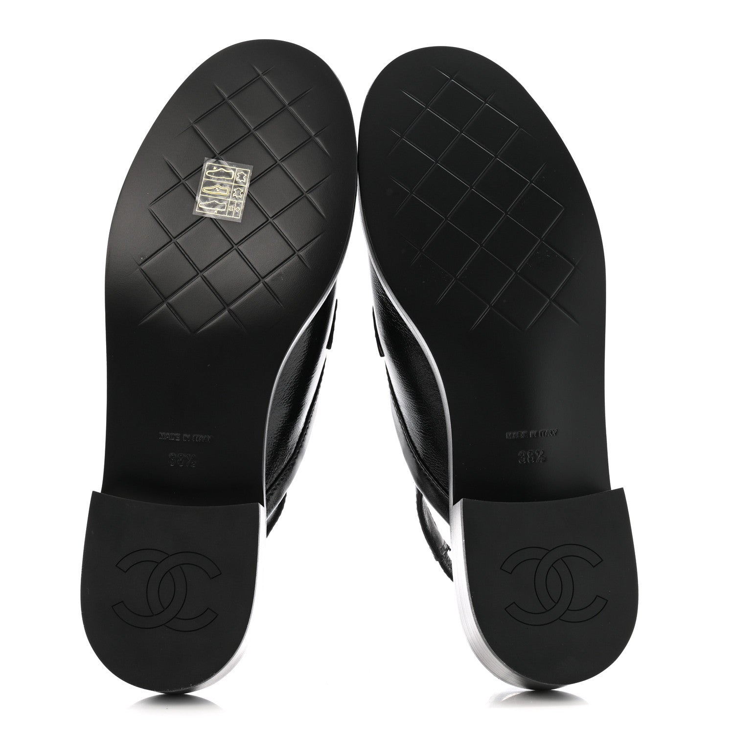Chanel Glazed Calfskin CC Slingback Flats 38.5 Black 6 of 12