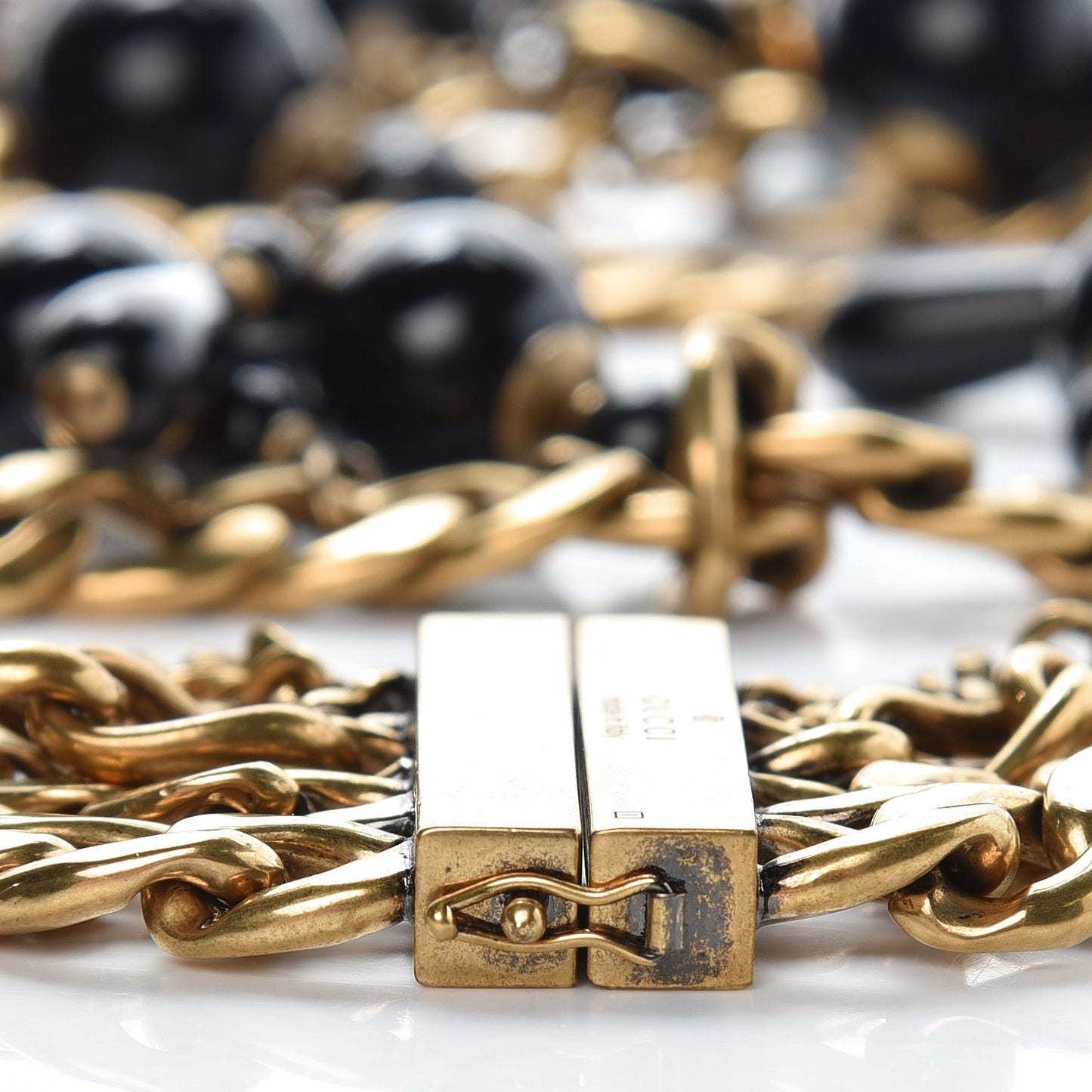 Bead Multi Strand Necklace Black Gold