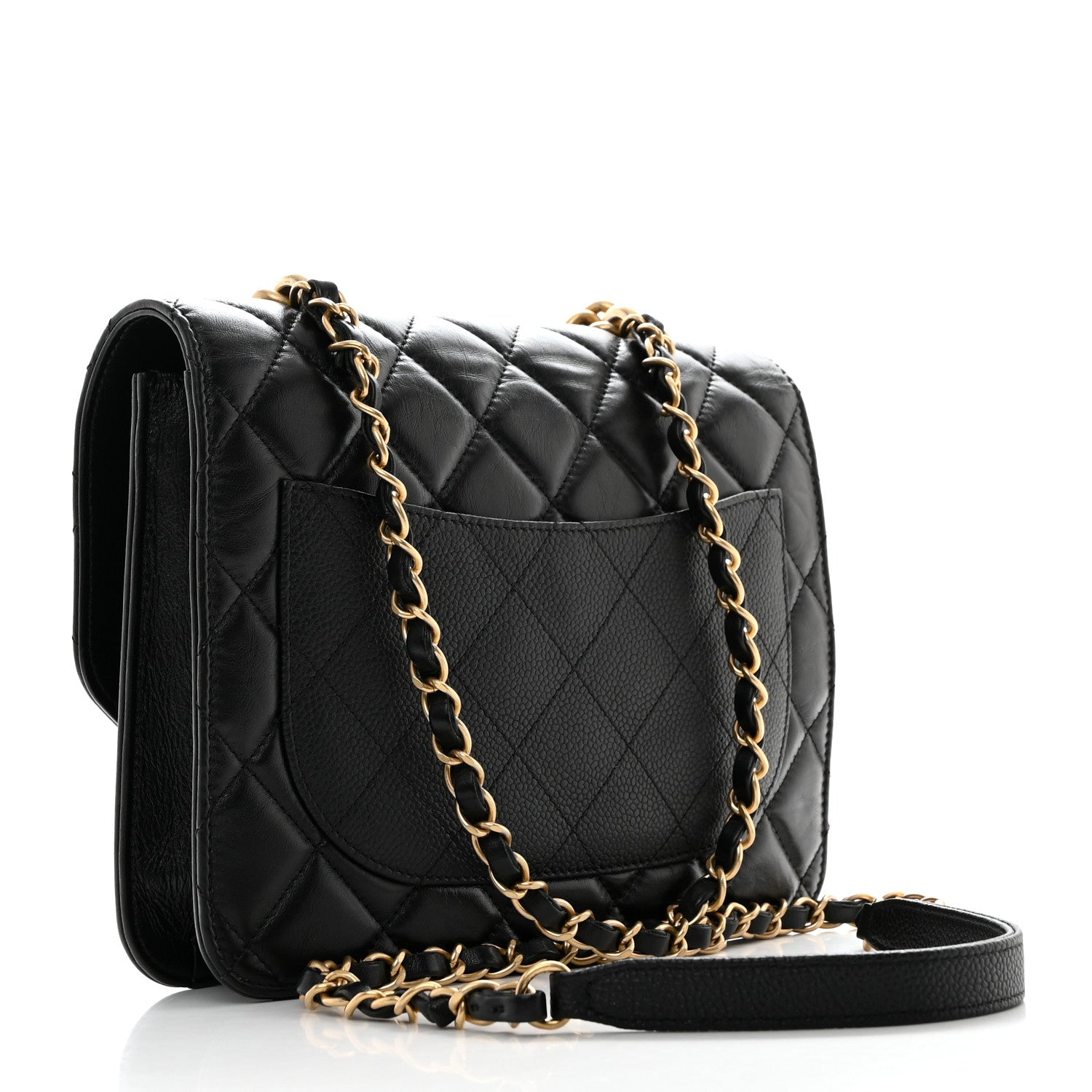 Chanel Calfskin Caviar Quilted Chain Handle Flap Black 3 of 10