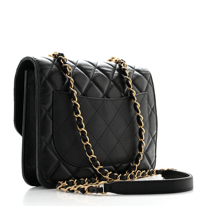 Chanel Calfskin Caviar Quilted Chain Handle Flap Black 3 of 10