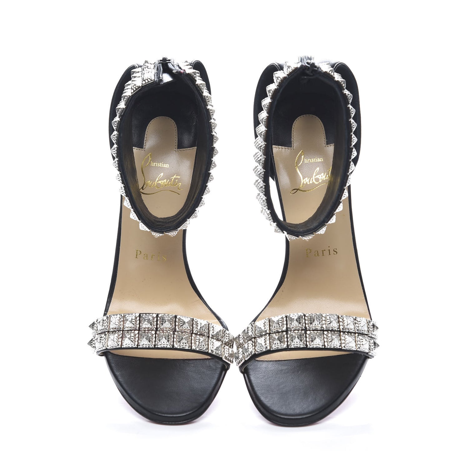 Nappa Priyadora 100 Studded Sandals 36.5 Black Silver