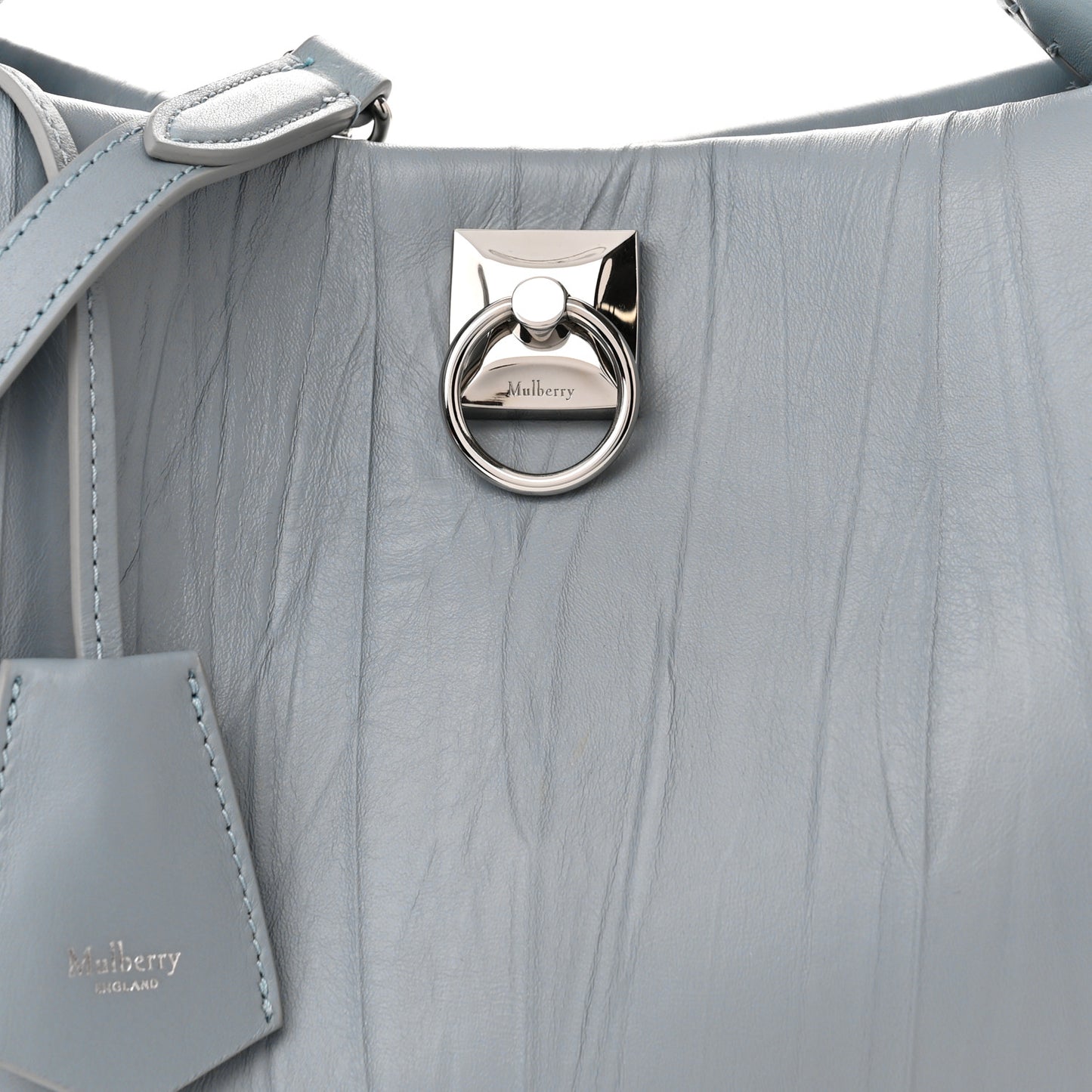 Crinkled Calfskin Small Iris Tote Cloud