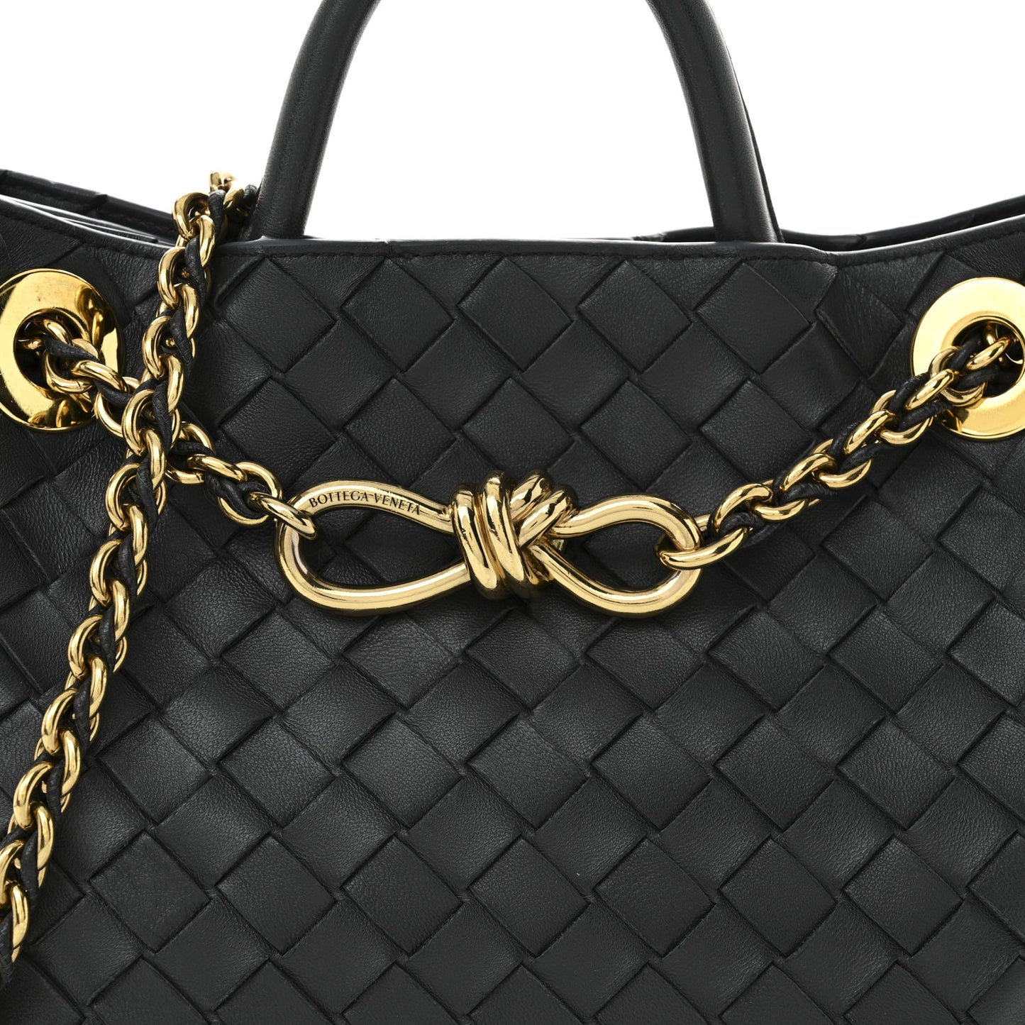 Nappa Intrecciato Small Andiamo With Chain Shoulder Bag Black