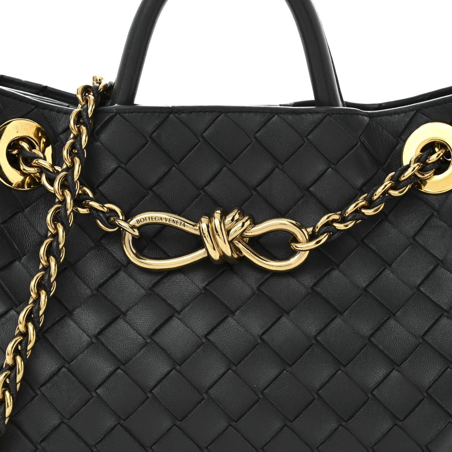Bottega Veneta Nappa Intrecciato Small Andiamo With Chain Shoulder Bag Black 7 of 10