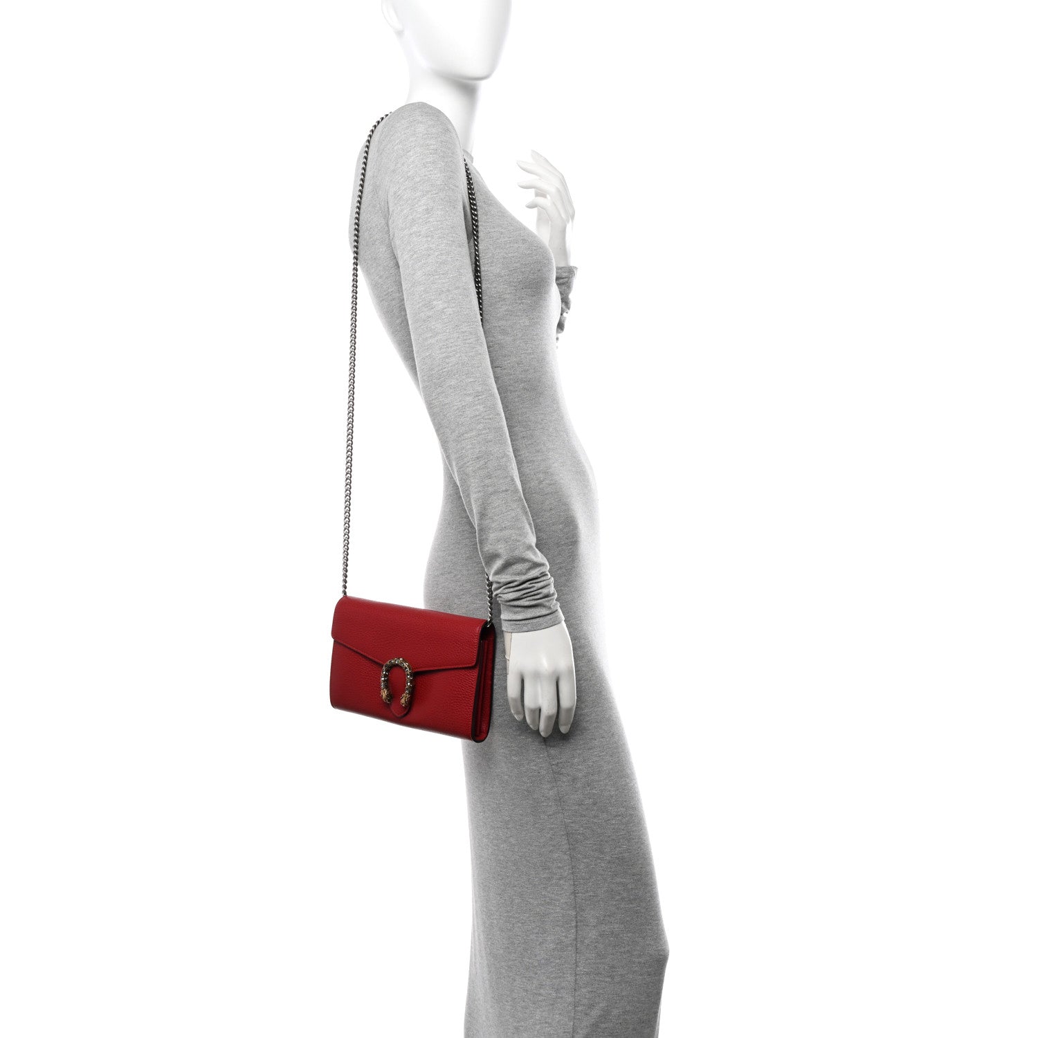 Gucci Calfskin Mini Dionysus Chain Wallet Hibiscus Red 2 of 10