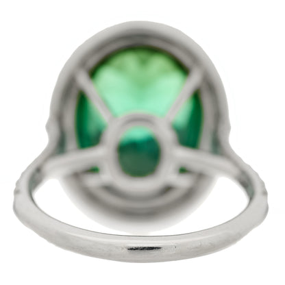 Tiffany Platinum Diamond Green Tourmaline Soleste Oval Ring 53 6.25 2 of 9
