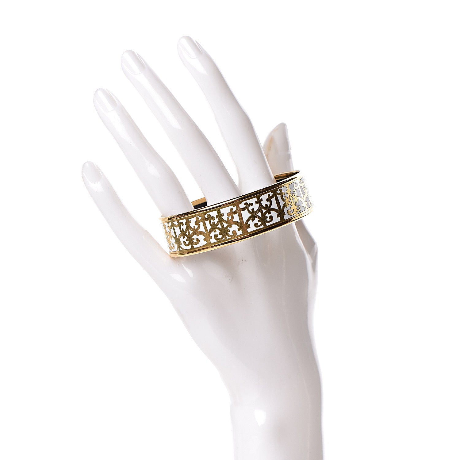 Hermes Enamel Printed Wide Balcons du Guadalquivir Bracelet 65 Gold 2 of 5