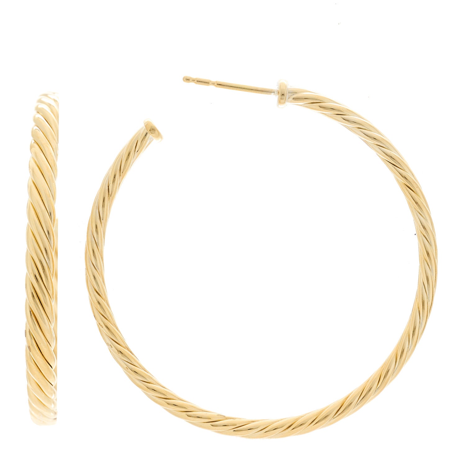 David Yurman 18K Yellow Gold Medium Cablespira Hoop Earrings 1 of 6