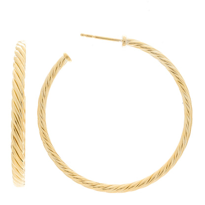 David Yurman 18K Yellow Gold Medium Cablespira Hoop Earrings 1 of 6