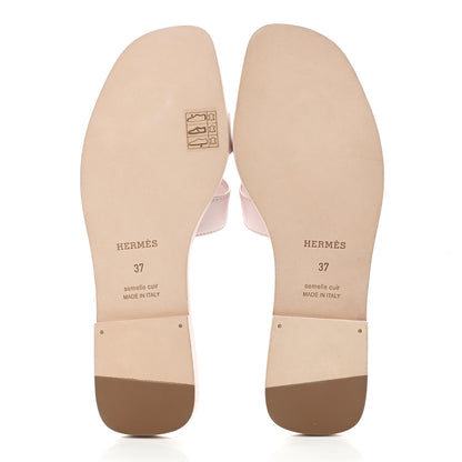 Hermes Box Calfskin Oran Sandals 37 Rose Pale 5 of 8