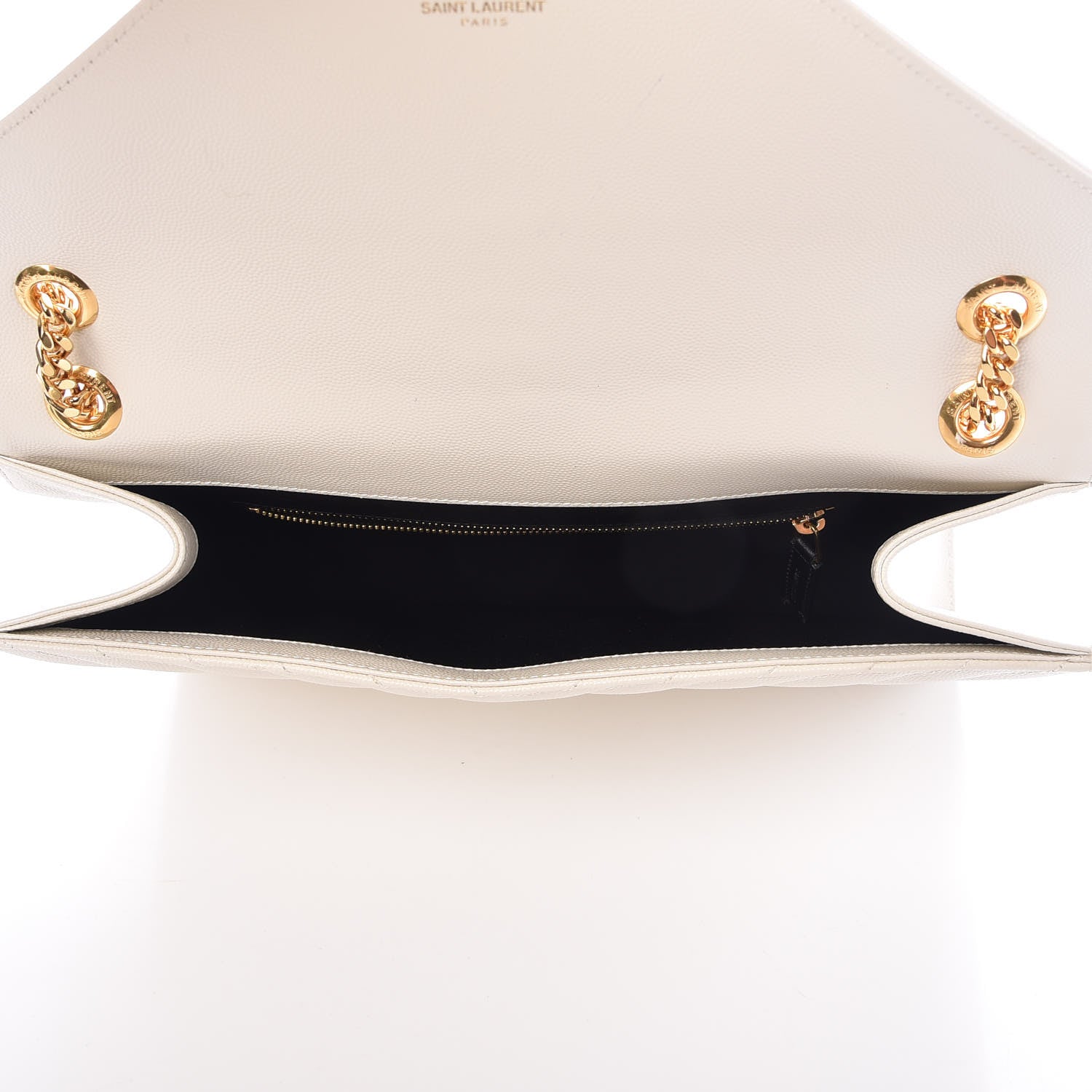 Saint Laurent Grain De Poudre Matelasse Chevron Large Monogram Satchel Porcellana 5 of 7