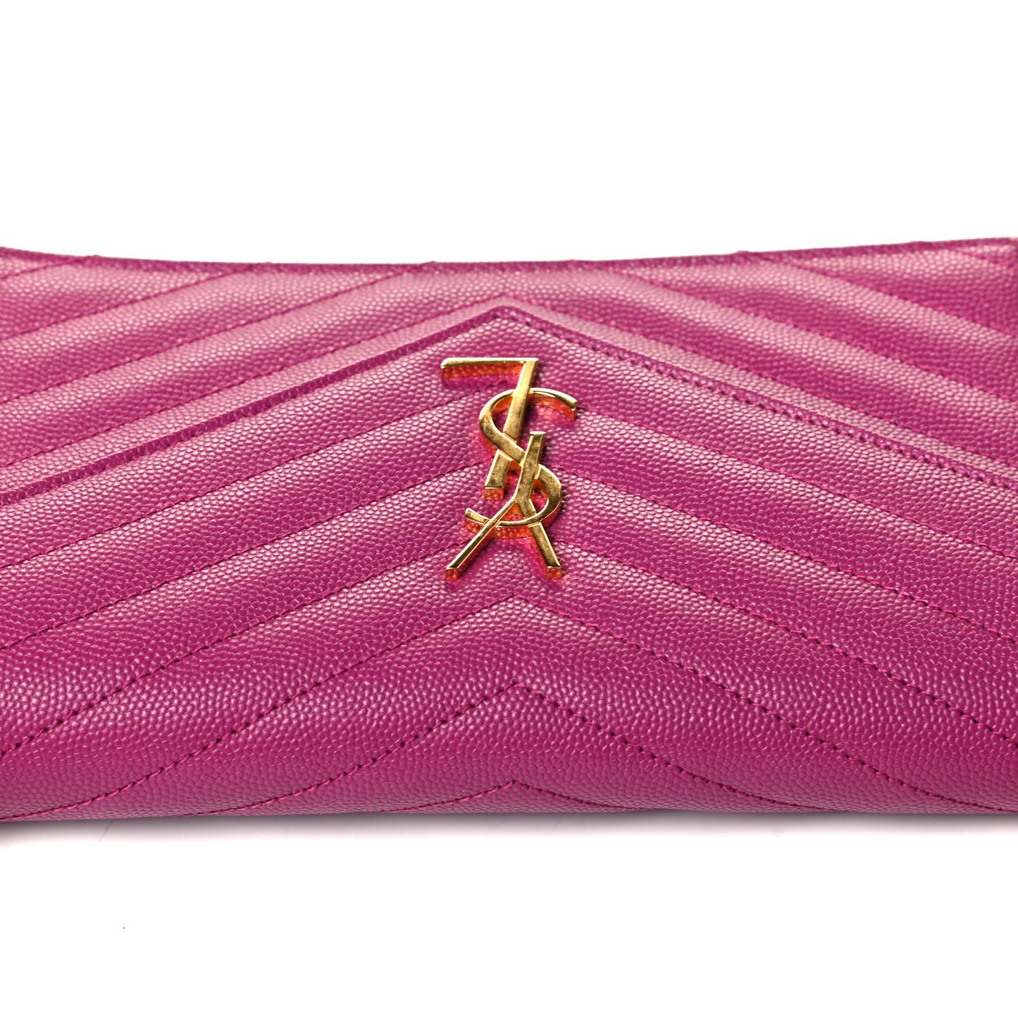 Grain De Poudre Matelasse Chevron Monogram Envelope Chain Wallet Dark Grape
