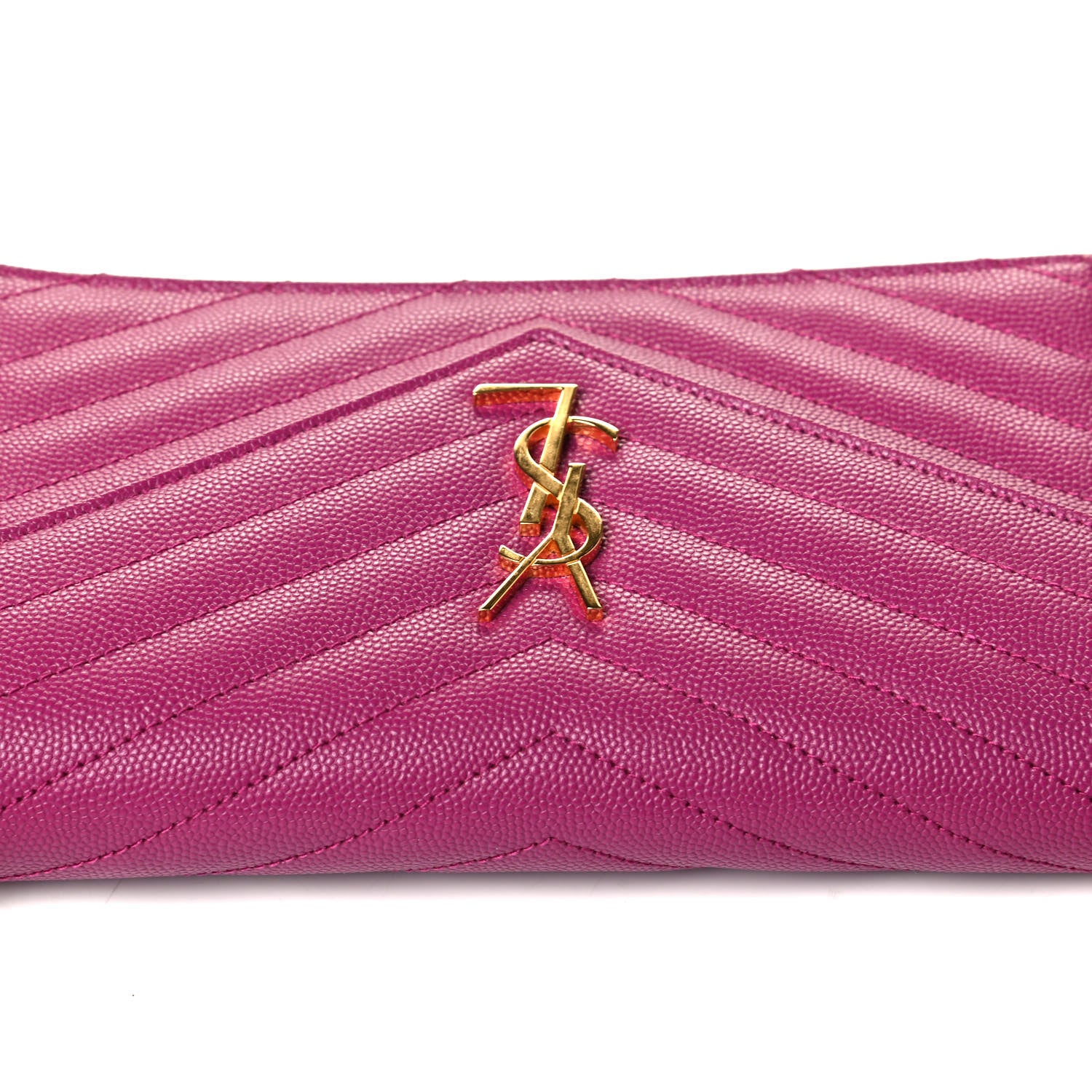Saint Laurent Grain De Poudre Matelasse Chevron Monogram Envelope Chain Wallet Dark Grape 6 of 6