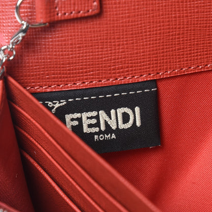 Fendi Vitello Elite Flowerland Continental Wallet On Chain Red 7 of 8
