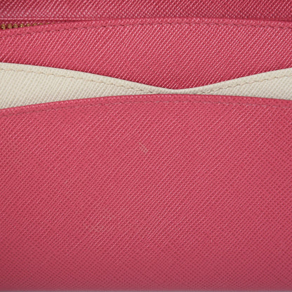 Prada Saffiano Metal Continental Flap Wallet Peonia Fuoco 9 of 10