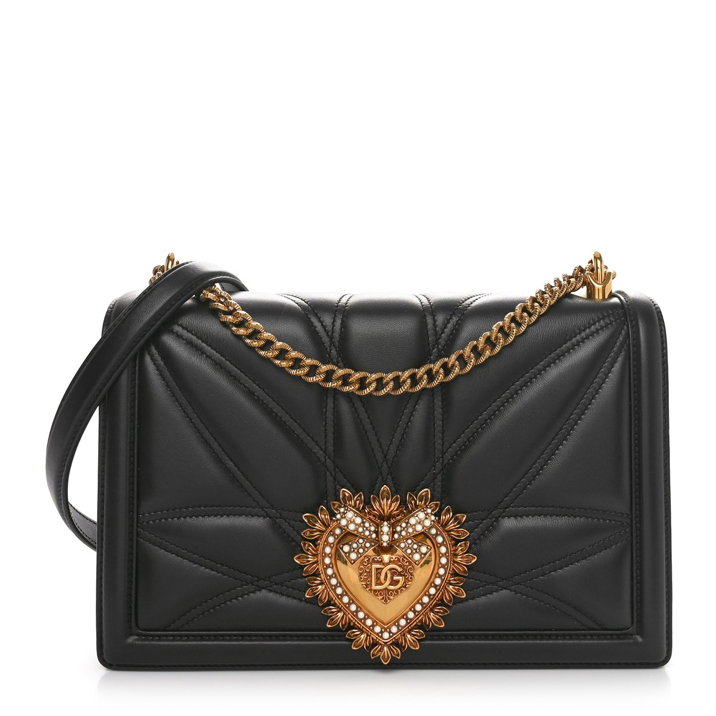 Calfskin Large Devotion Crossbody Bag Black