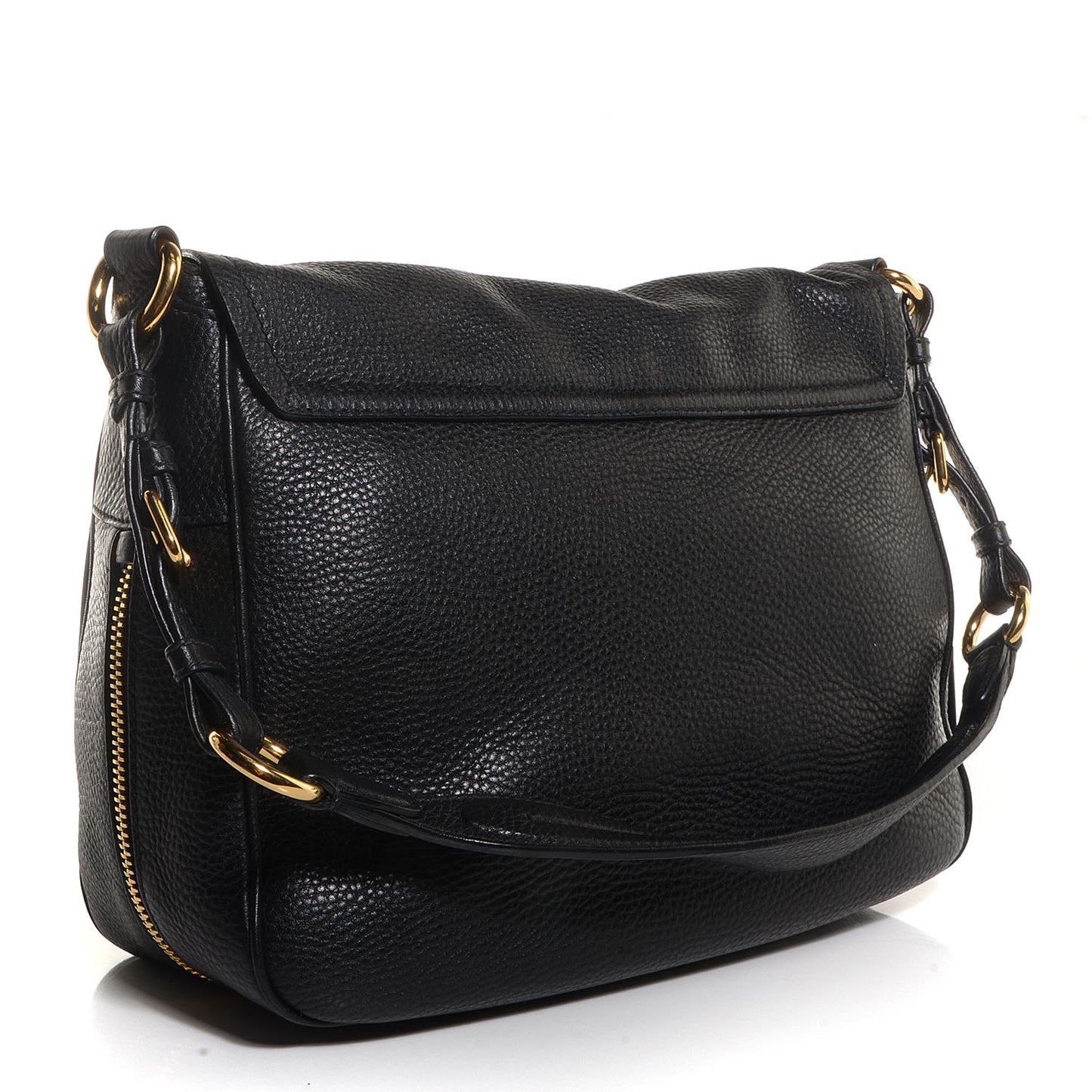 Vitello Daino Shoulder Flap Bag Nero Black