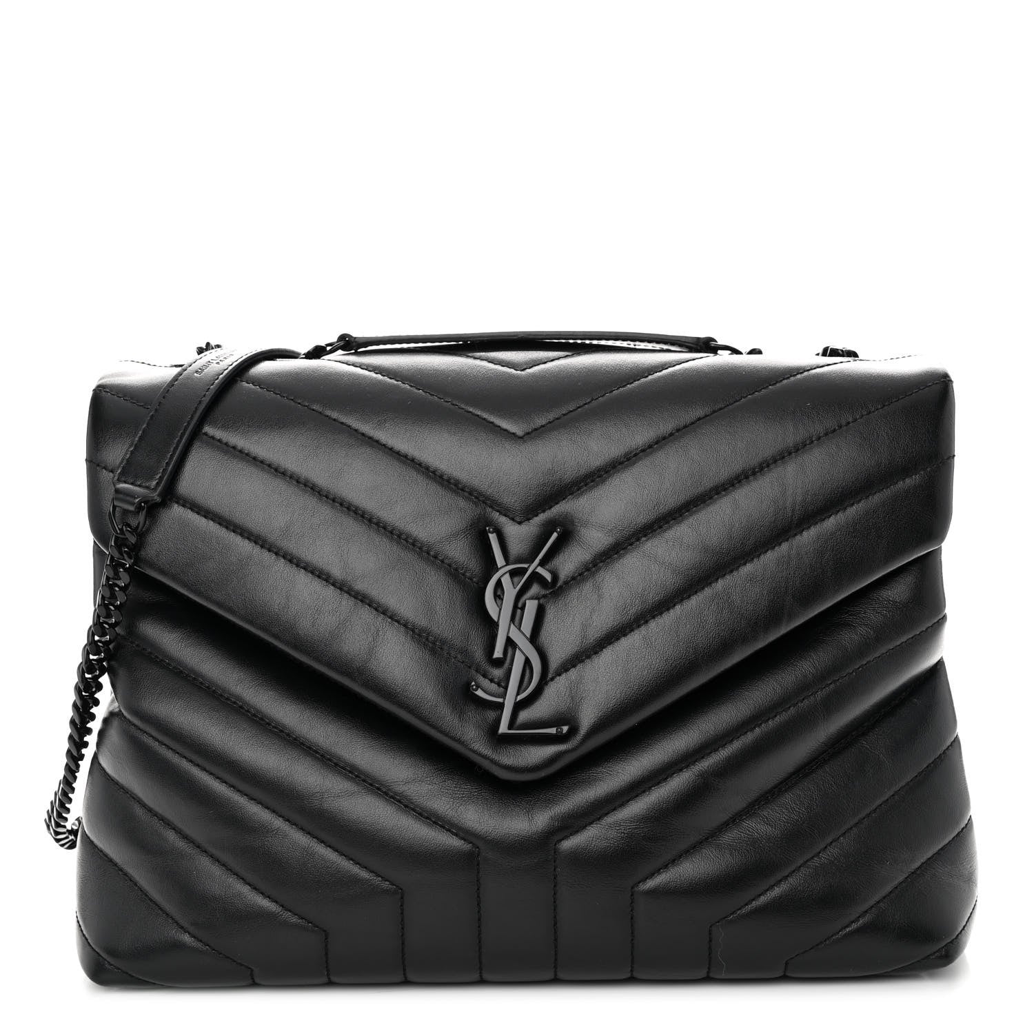 Saint Laurent Calfskin Y Quilted Monogram Monochrome Medium Loulou Chain Satchel Black 1 of 9