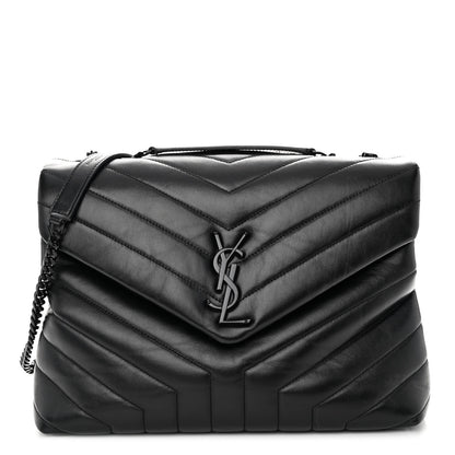 Saint Laurent Calfskin Y Quilted Monogram Monochrome Medium Loulou Chain Satchel Black 1 of 9