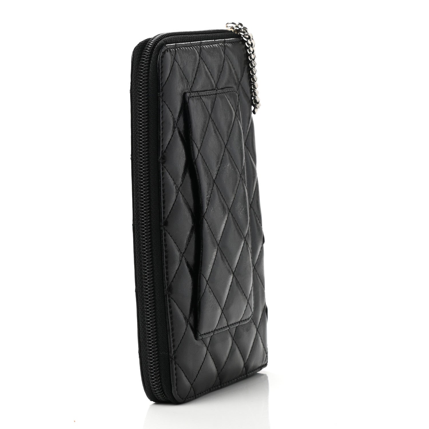 Chanel Calfskin Quilted Cambon Zip Around Organizer Wallet Black 3 of 8