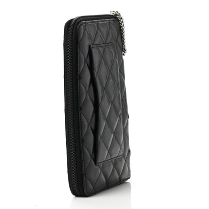 Chanel Calfskin Quilted Cambon Zip Around Organizer Wallet Black 3 of 8